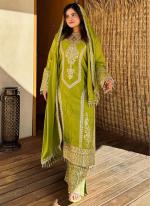 Chinnon Olive Green Wedding Wear Embroidery Work Readymade Pakistani Suit